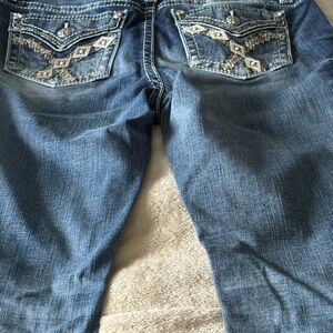 Miss Me Blue Boot Cut Jeans with Embellished Pockets